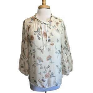 Angela Moda Italy 100% Silk Top Size M Whimsy Cottage Romantic Floral